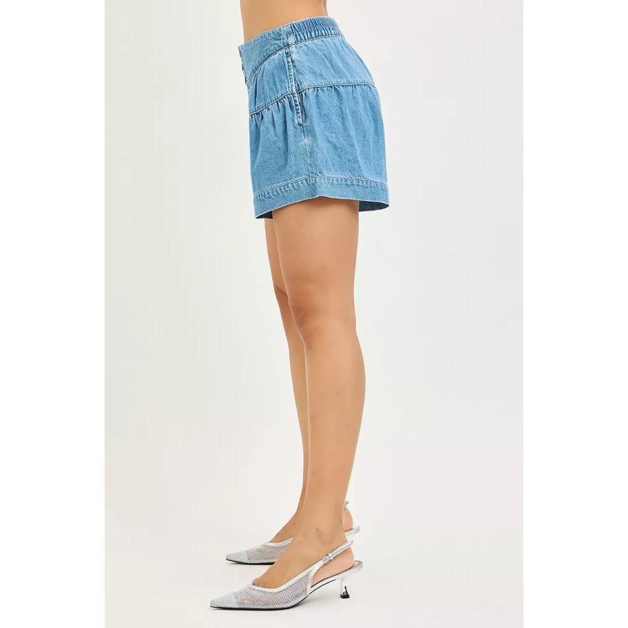 RISEN Elastic Band Slouchy Shorts With Shirred Detail Apparel and Accessories