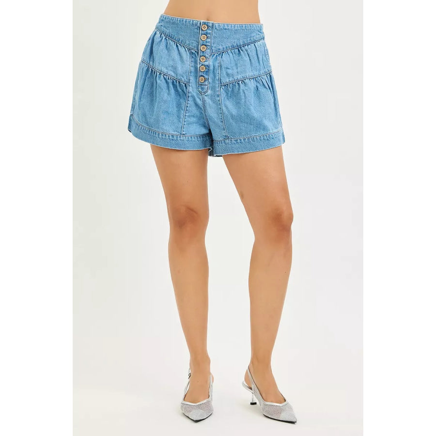 RISEN Elastic Band Slouchy Shorts With Shirred Detail Apparel and Accessories