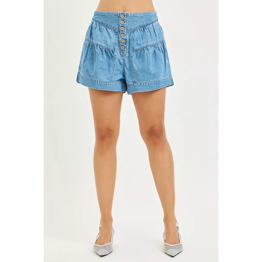 RISEN Elastic Band Slouchy Shorts With Shirred Detail Apparel and Accessories