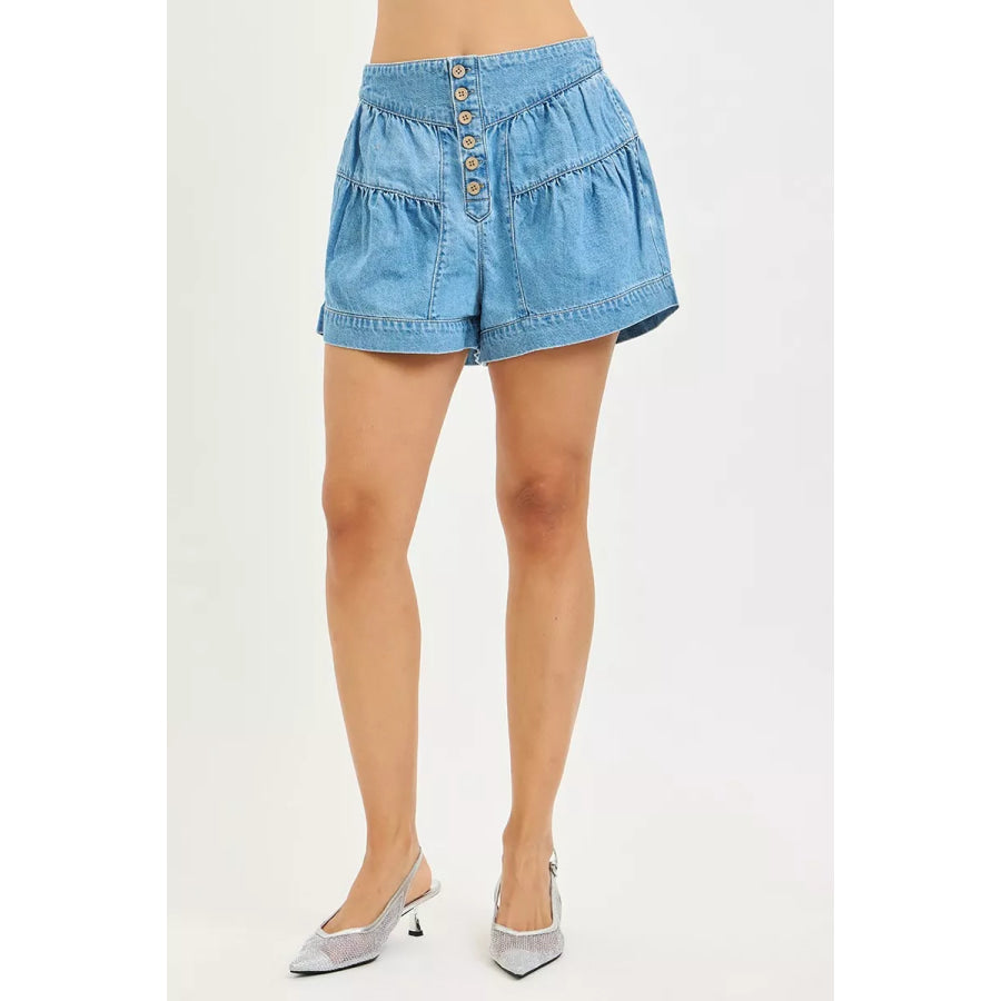 RISEN Elastic Band Slouchy Shorts With Shirred Detail Apparel and Accessories