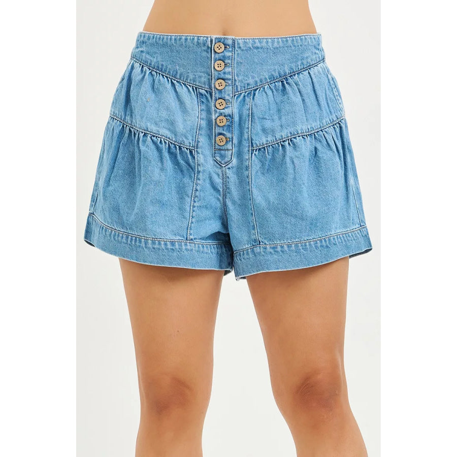 RISEN Elastic Band Slouchy Shorts With Shirred Detail MEDIUM / S Apparel and Accessories