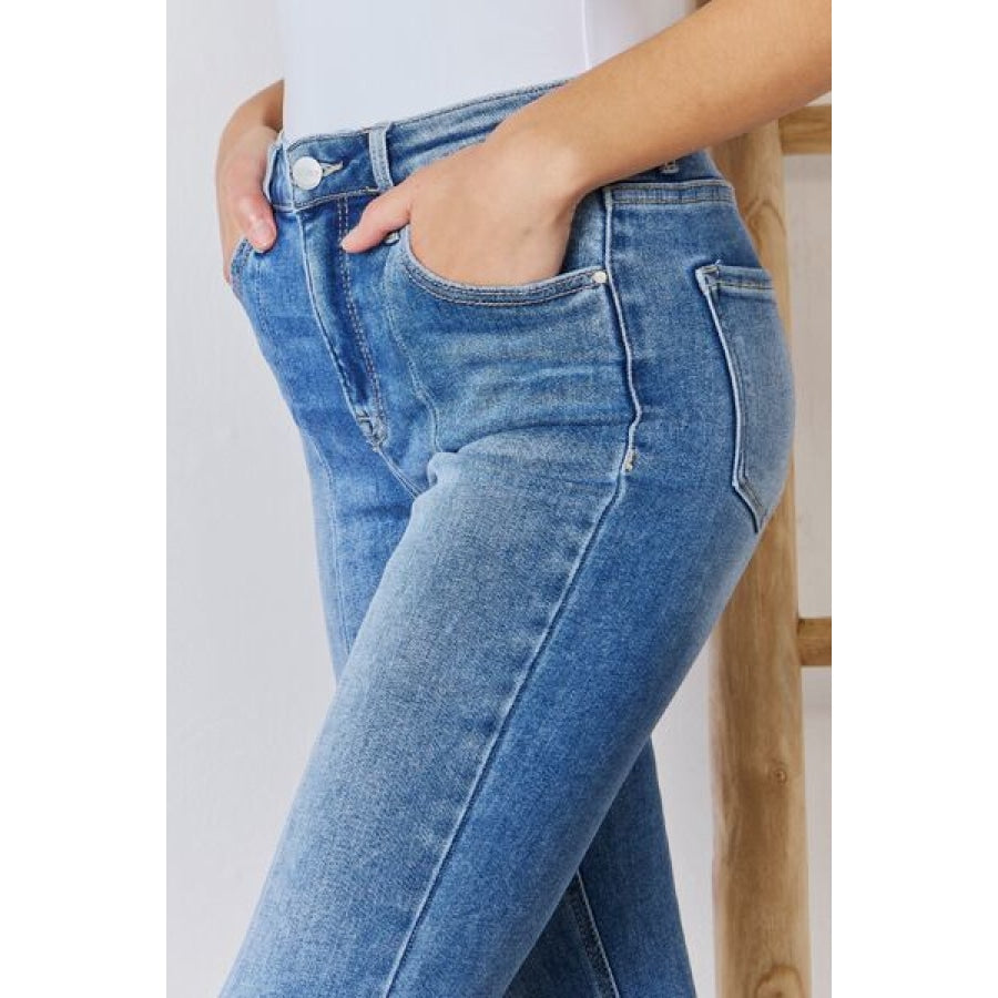 RISEN Full Size High Rise Ankle Flare Jeans Apparel and Accessories