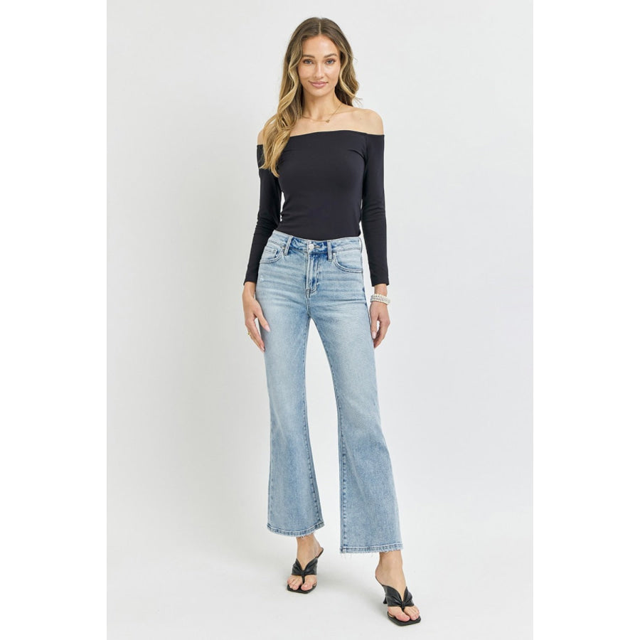 RISEN Full Size High Rise Ankle Flare Jeans Apparel and Accessories