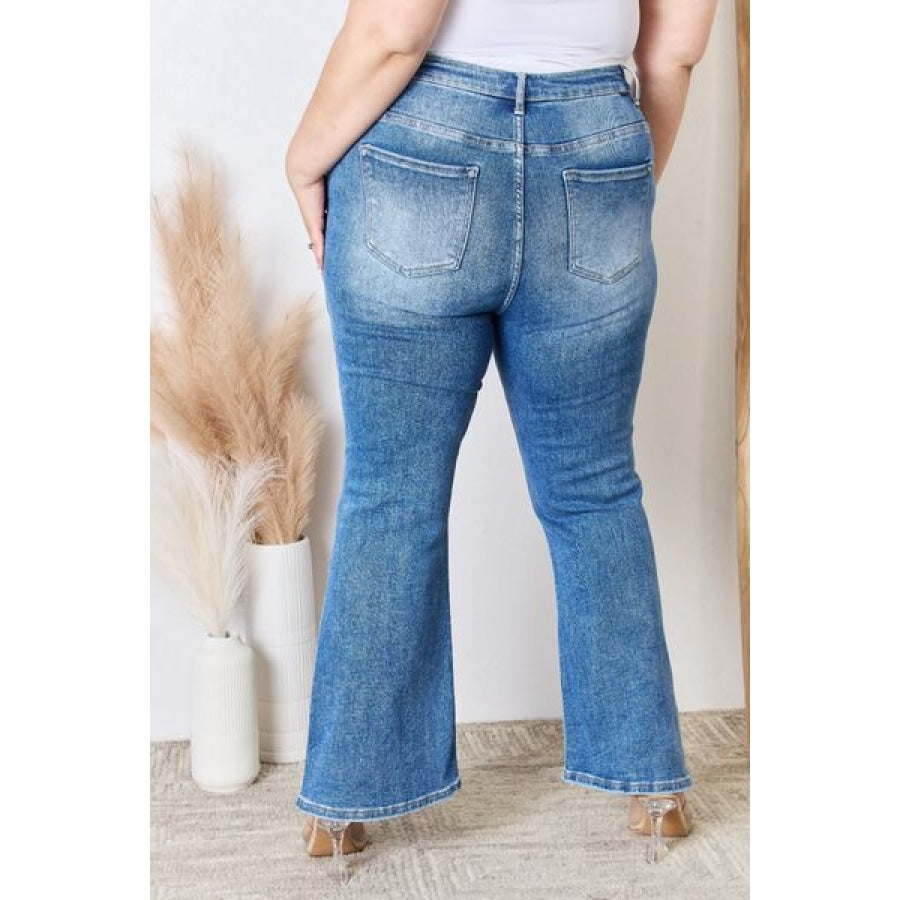 RISEN Full Size High Rise Ankle Flare Jeans Apparel and Accessories