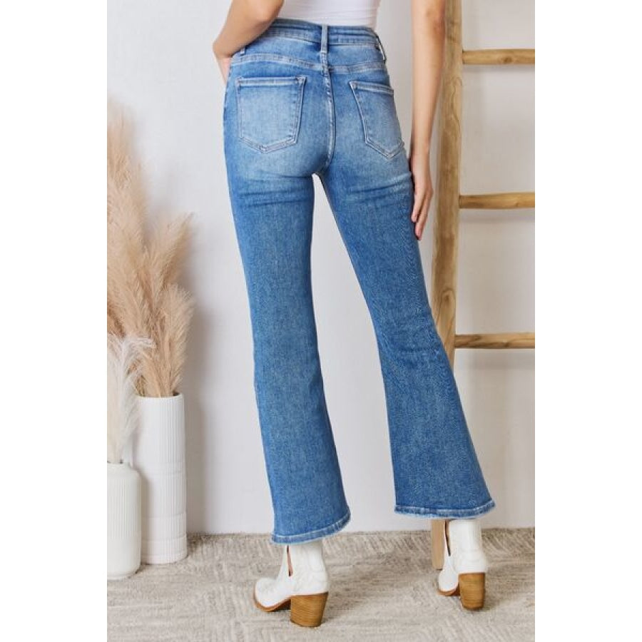 RISEN Full Size High Rise Ankle Flare Jeans Apparel and Accessories