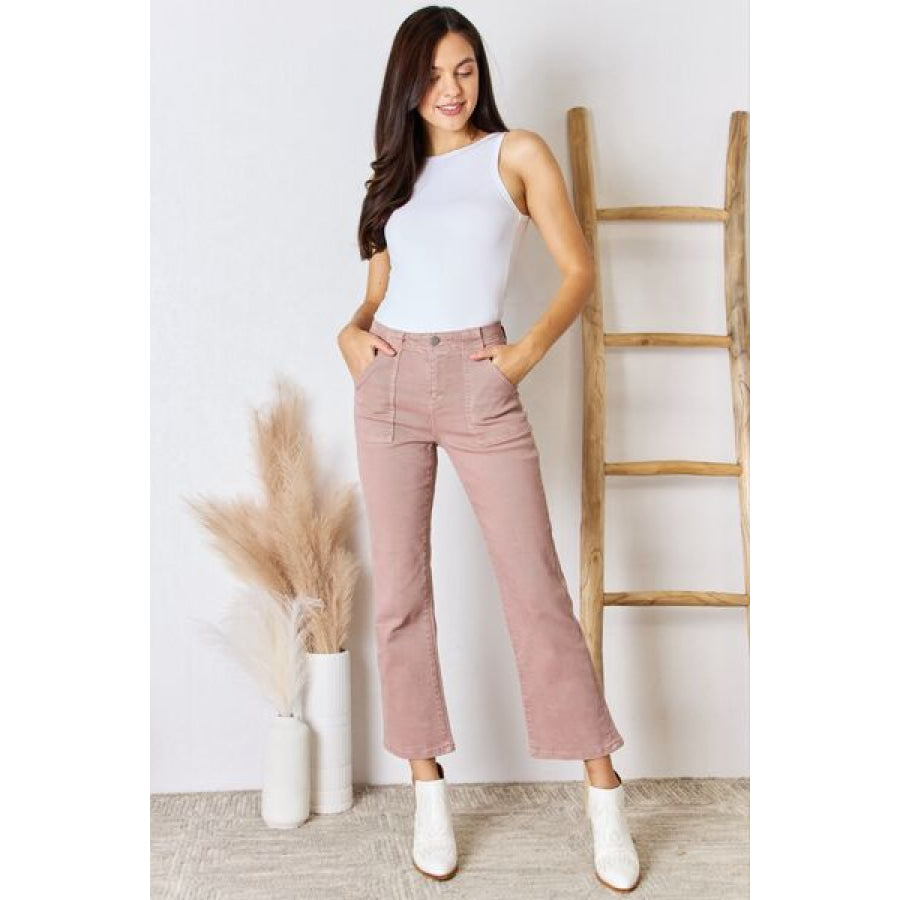 RISEN Full Size High Rise Ankle Flare Jeans Apparel and Accessories