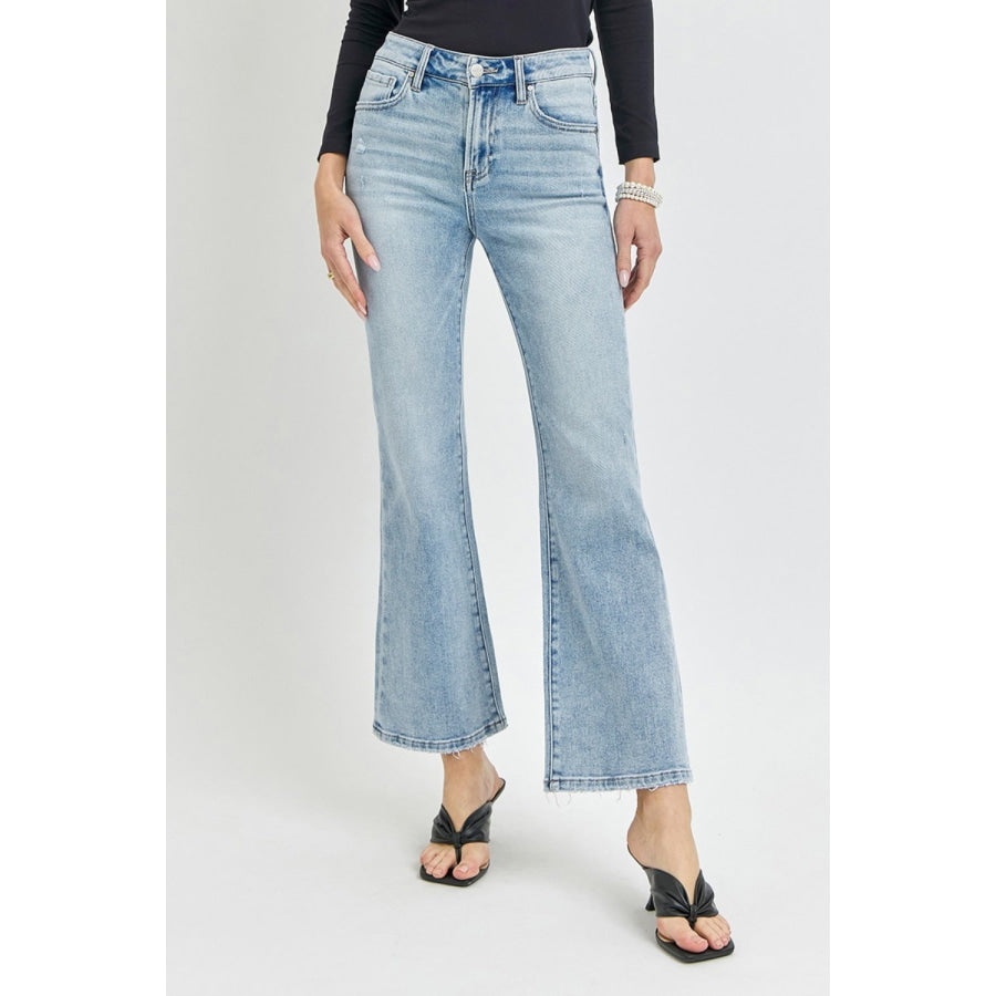 RISEN Full Size High Rise Ankle Flare Jeans Light / 0(24) Apparel and Accessories