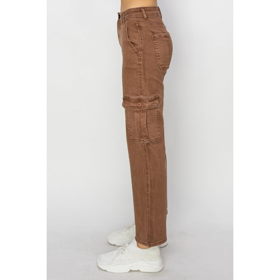 Risen Full Size High Rise Cargo Jeans Apparel and Accessories