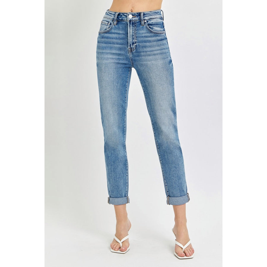 Risen Full Size High Rise Cropped Roll Up Jeans Medium / 0(24) Apparel and Accessories