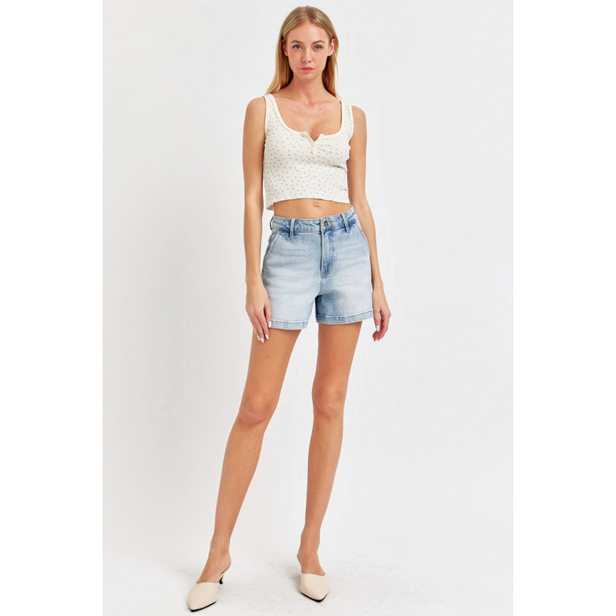 Risen Full Size High Rise Denim Shorts Apparel and Accessories