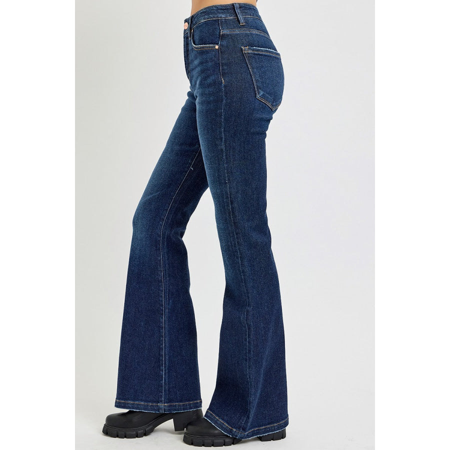 RISEN Full Size High Rise Flare Jeans with Pockets Apparel and Accessories