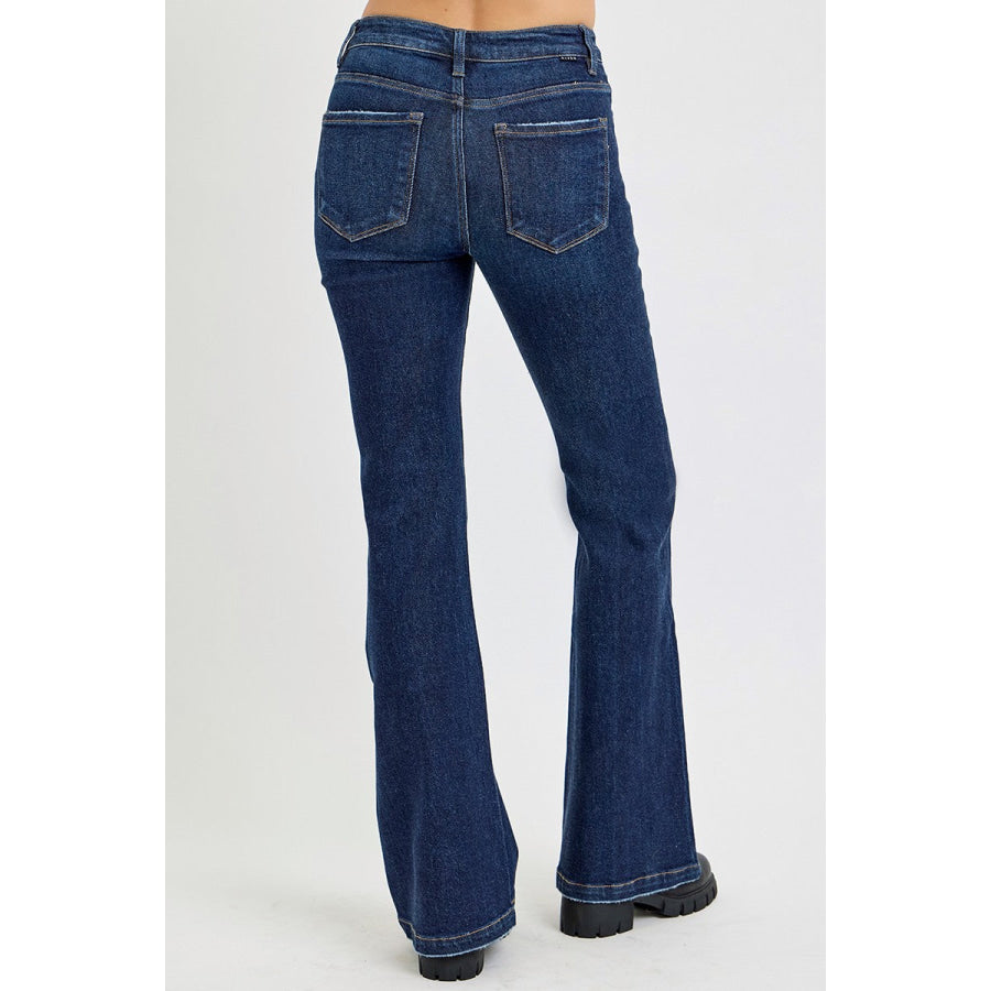 RISEN Full Size High Rise Flare Jeans with Pockets Apparel and Accessories