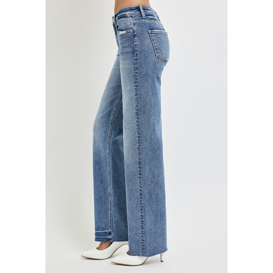 RISEN Full Size High Rise Straight Leg Jeans with Pockets Apparel and Accessories