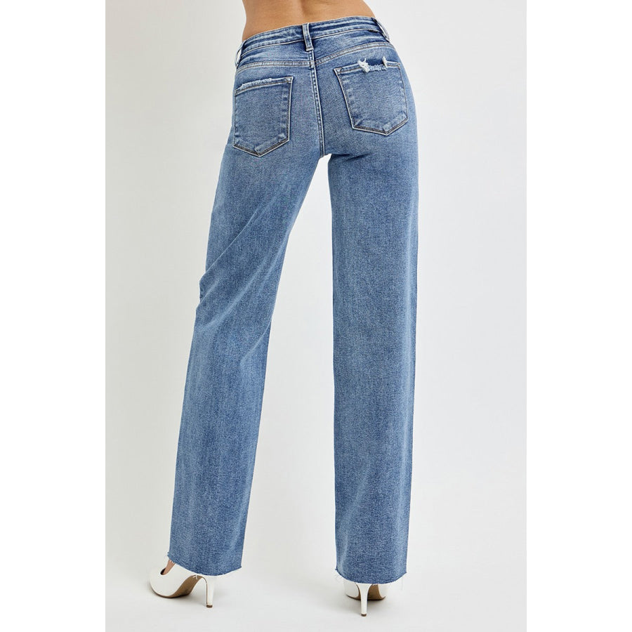 RISEN Full Size High Rise Straight Leg Jeans with Pockets Apparel and Accessories