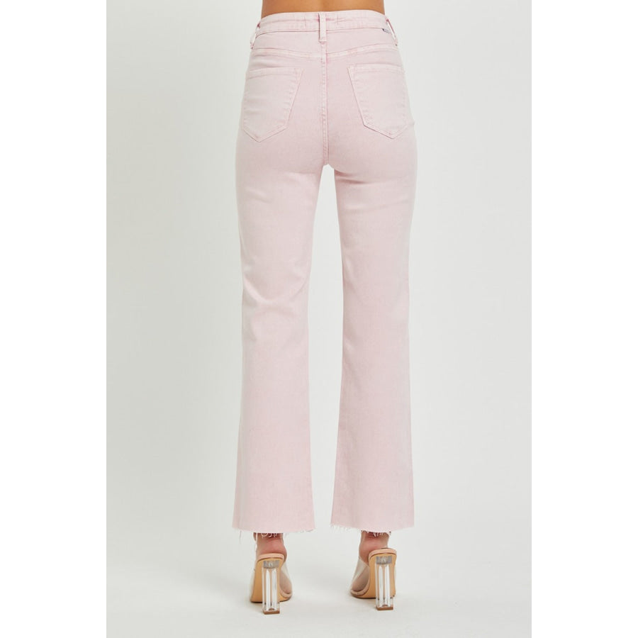 RISEN Full Size High Rise Tummy Control Straight Jeans Acid Pink / 0(24) Apparel and Accessories