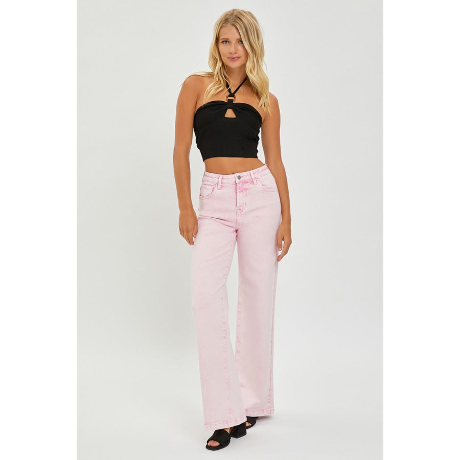 RISEN Full Size High Rise Tummy Control Wide Leg Jeans Apparel and Accessories