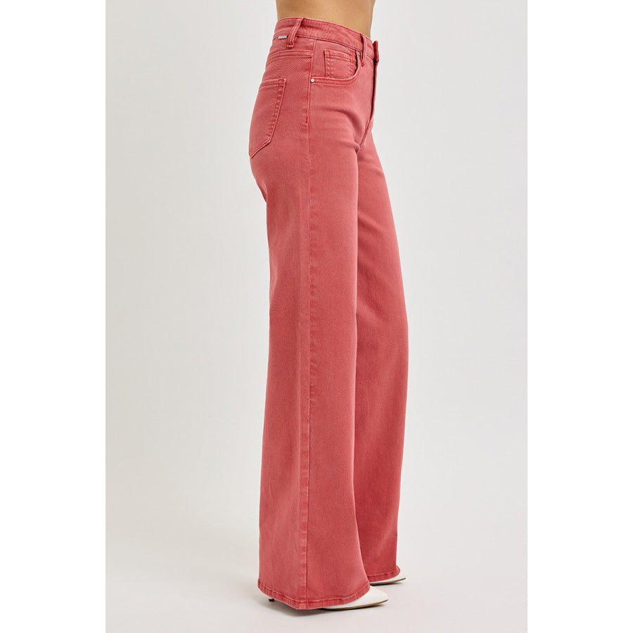 RISEN Full Size High Rise Tummy Control Wide Leg Jeans Apparel and Accessories