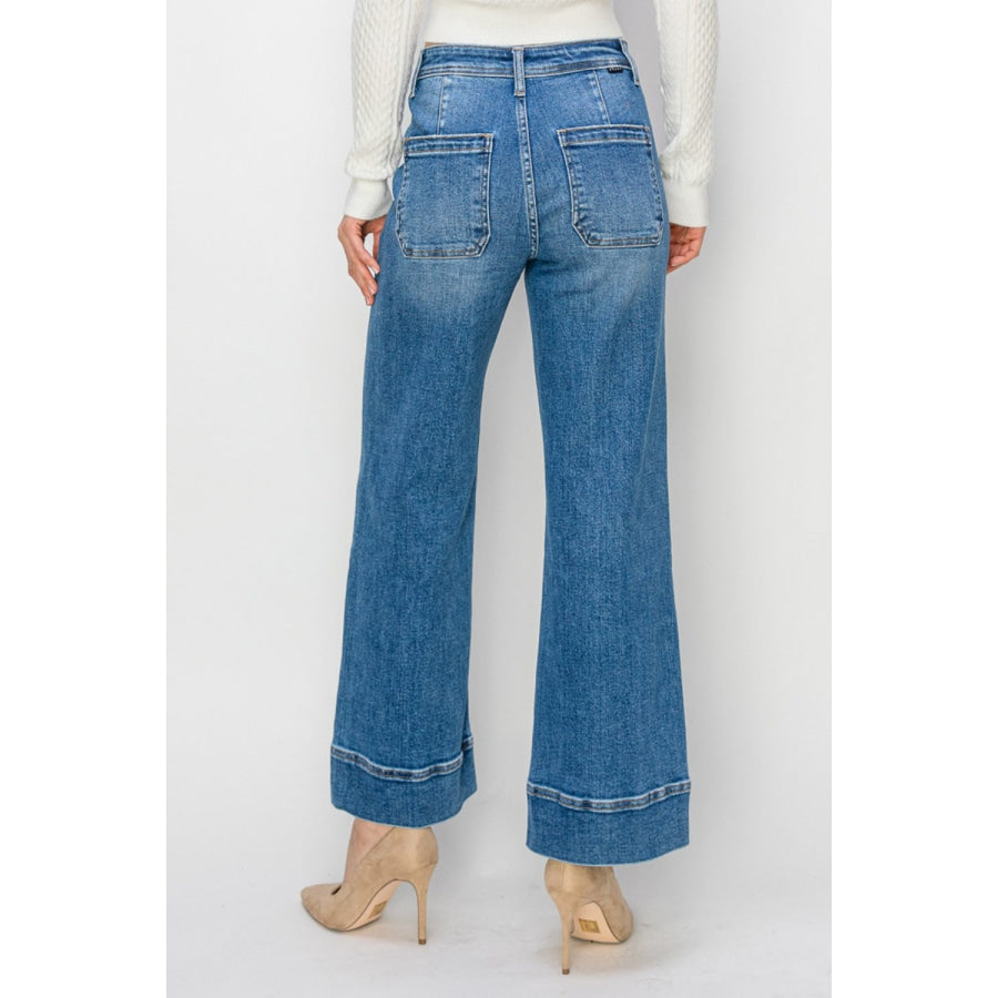 Risen Full Size High Rise Wide Leg Jeans Apparel and Accessories