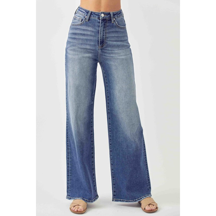 Risen Full Size High Rise Wide Leg Jeans Apparel and Accessories