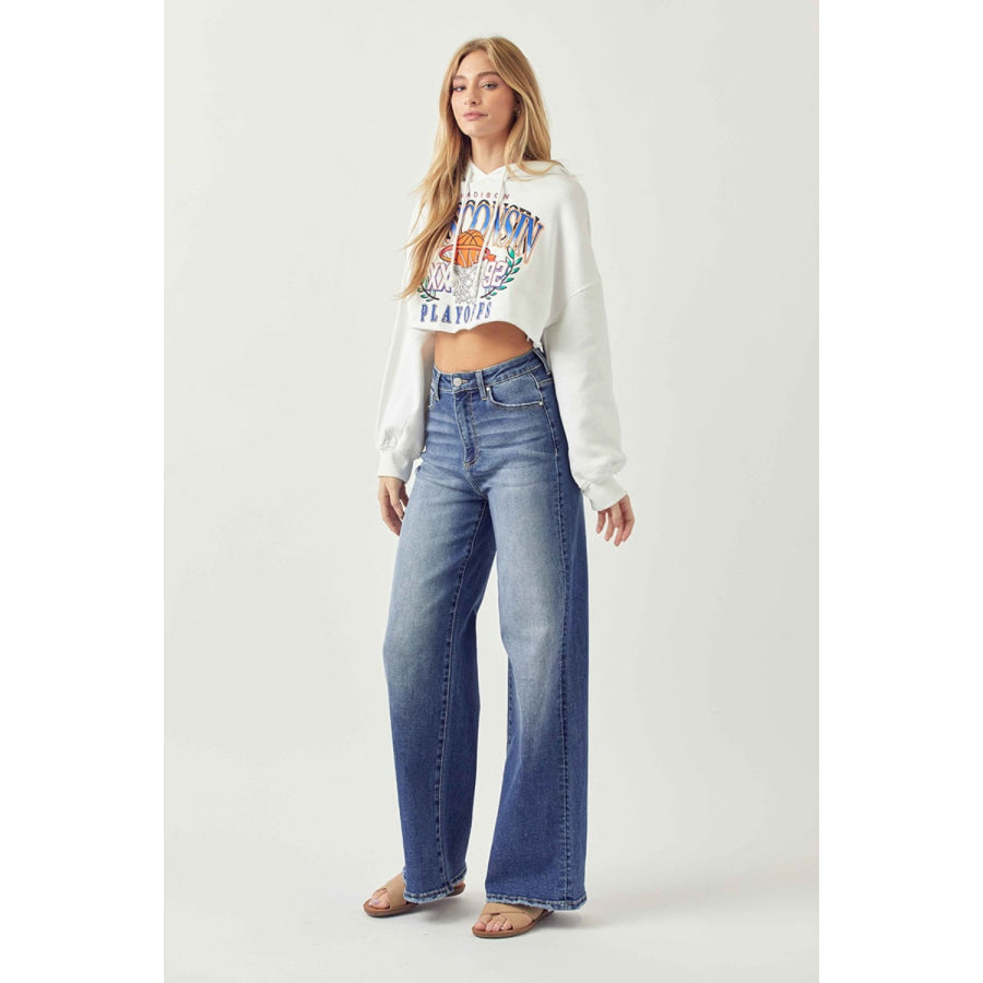 Risen Full Size High Rise Wide Leg Jeans Apparel and Accessories