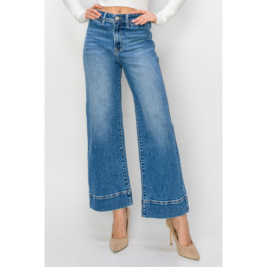 Risen Full Size High Rise Wide Leg Jeans Medium / 0(24) Apparel and Accessories