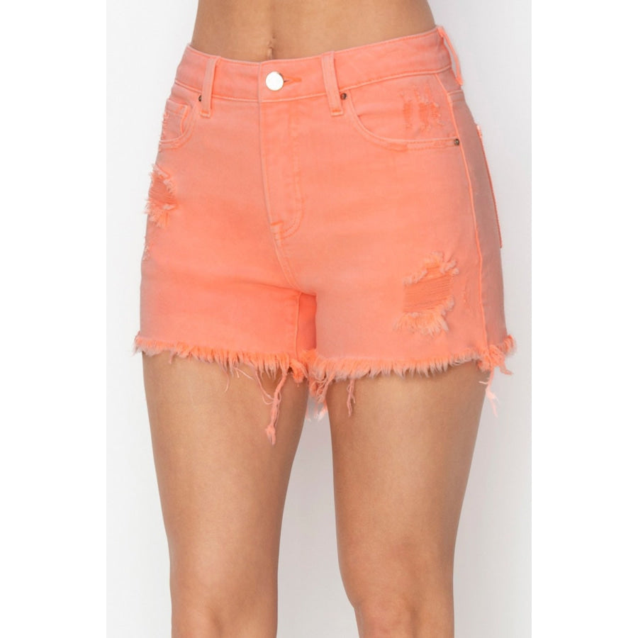 RISEN Full Size High Waist Ripped Denim Shorts Apparel and Accessories