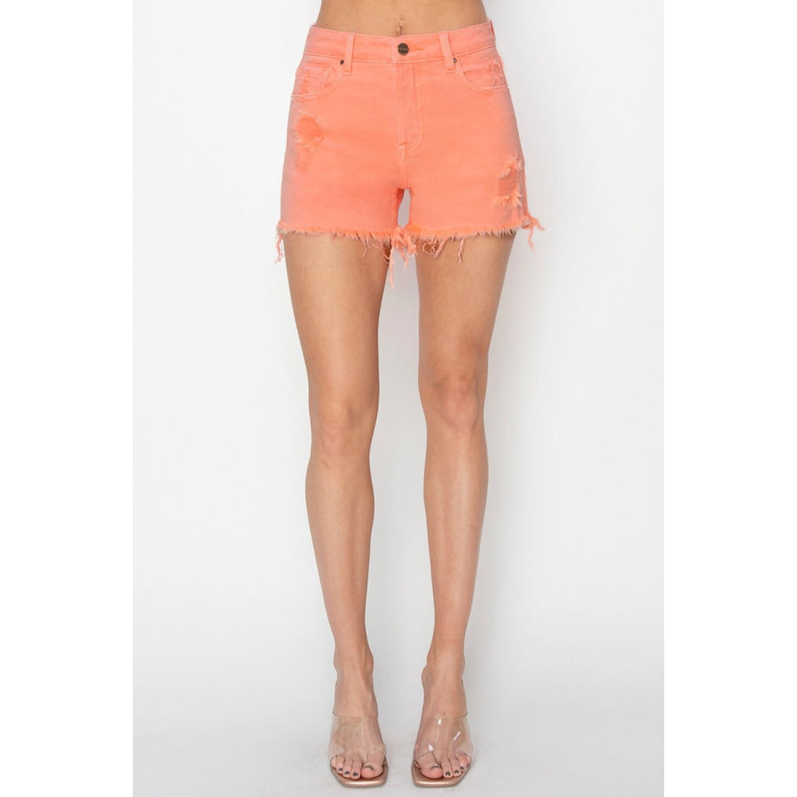 RISEN Full Size High Waist Ripped Denim Shorts Apparel and Accessories