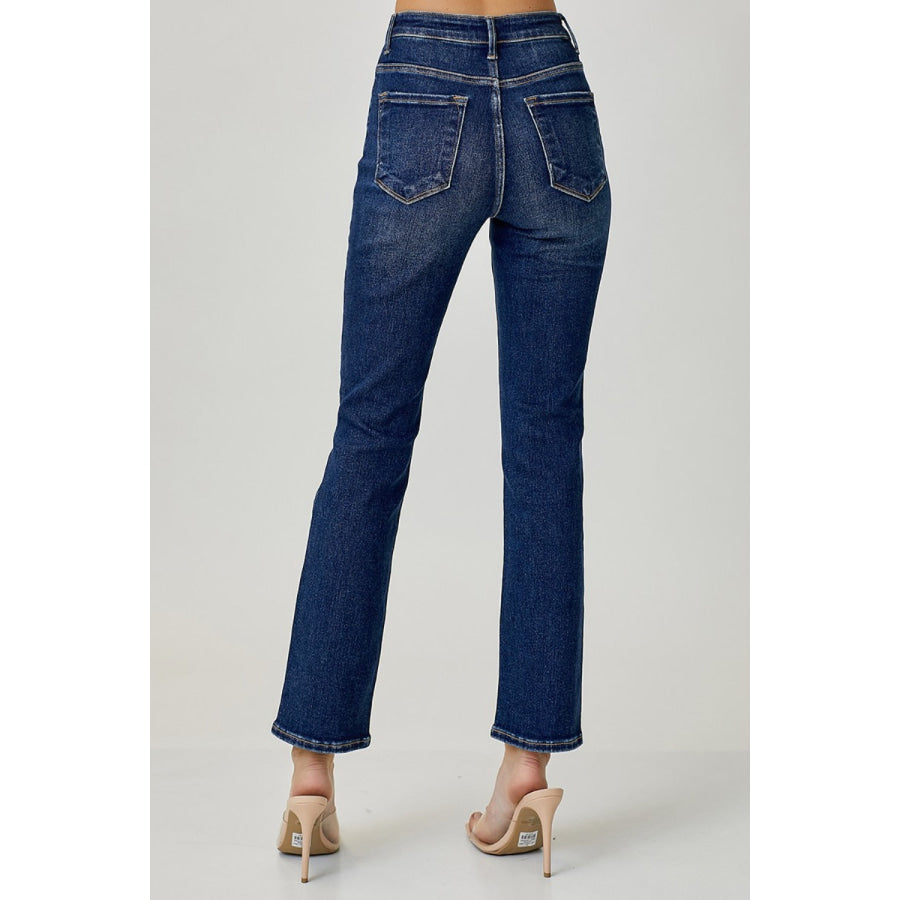 RISEN Full Size High Waist Straight Jeans Dark / Apparel and Accessories