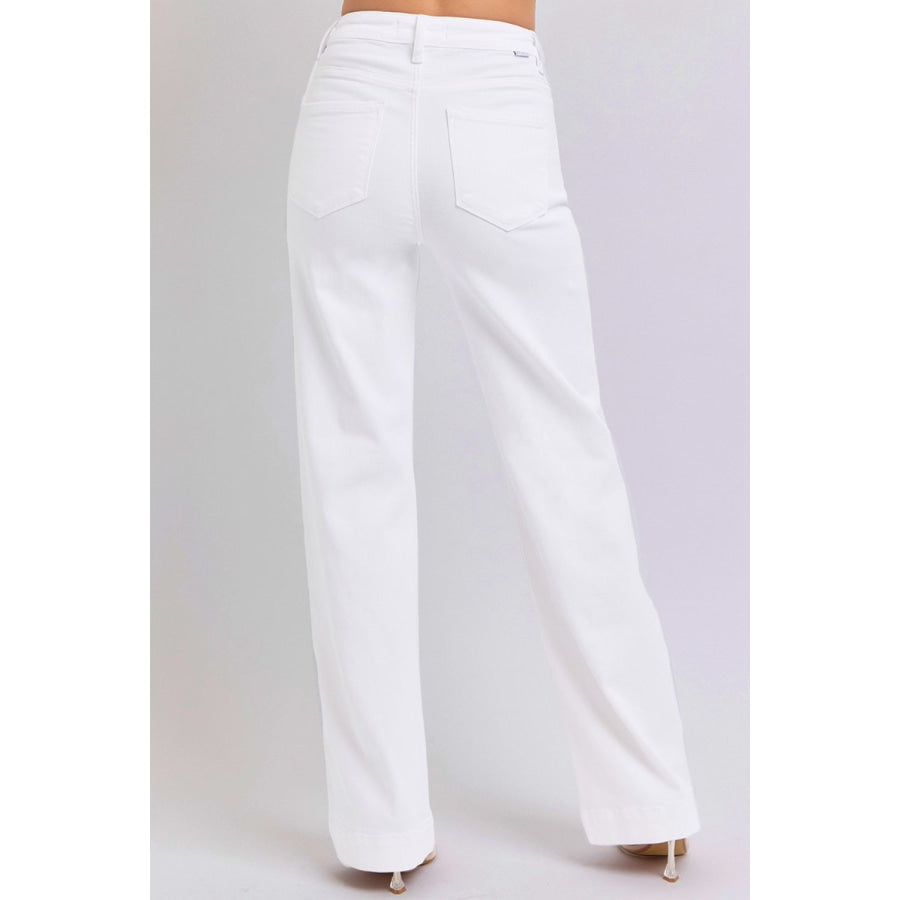 RISEN Full Size High Waist Straight Jeans White / 0(24) Apparel and Accessories