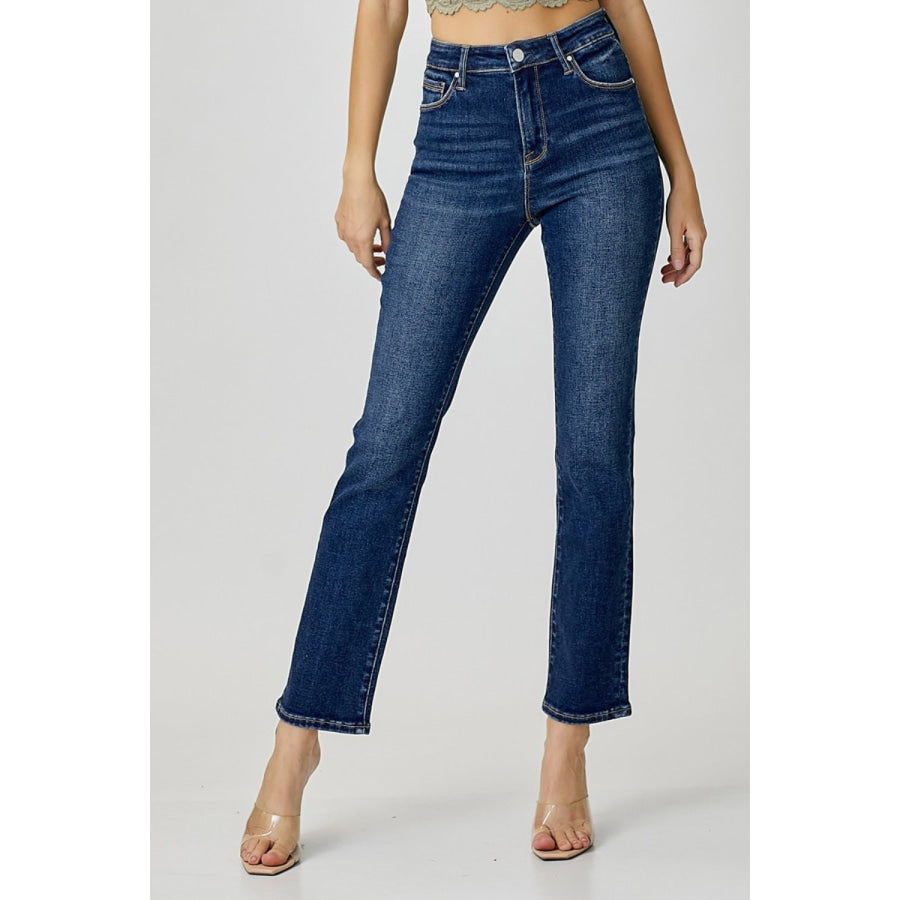 RISEN Full Size High Waist Straight Jeans Dark / Apparel and Accessories