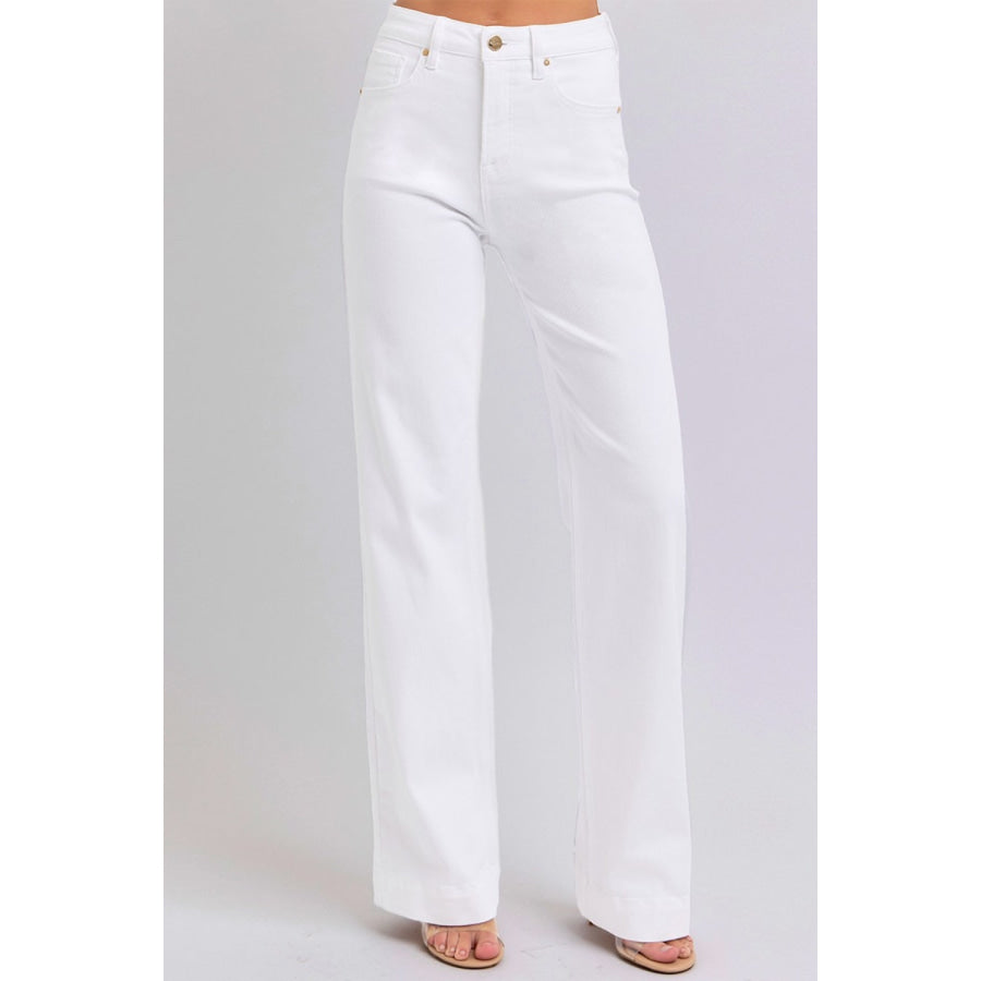 RISEN Full Size High Waist Straight Jeans White / 0(24) Apparel and Accessories