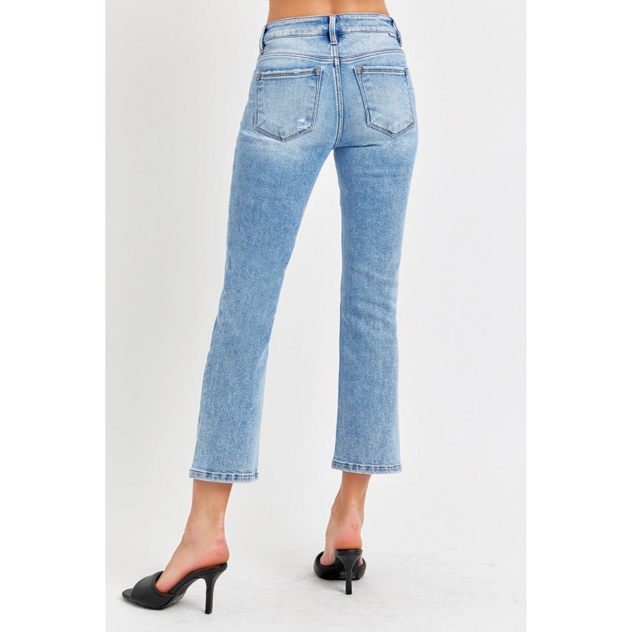 RISEN Full Size Low Rise Crop Slim Straight Jeans Apparel and Accessories