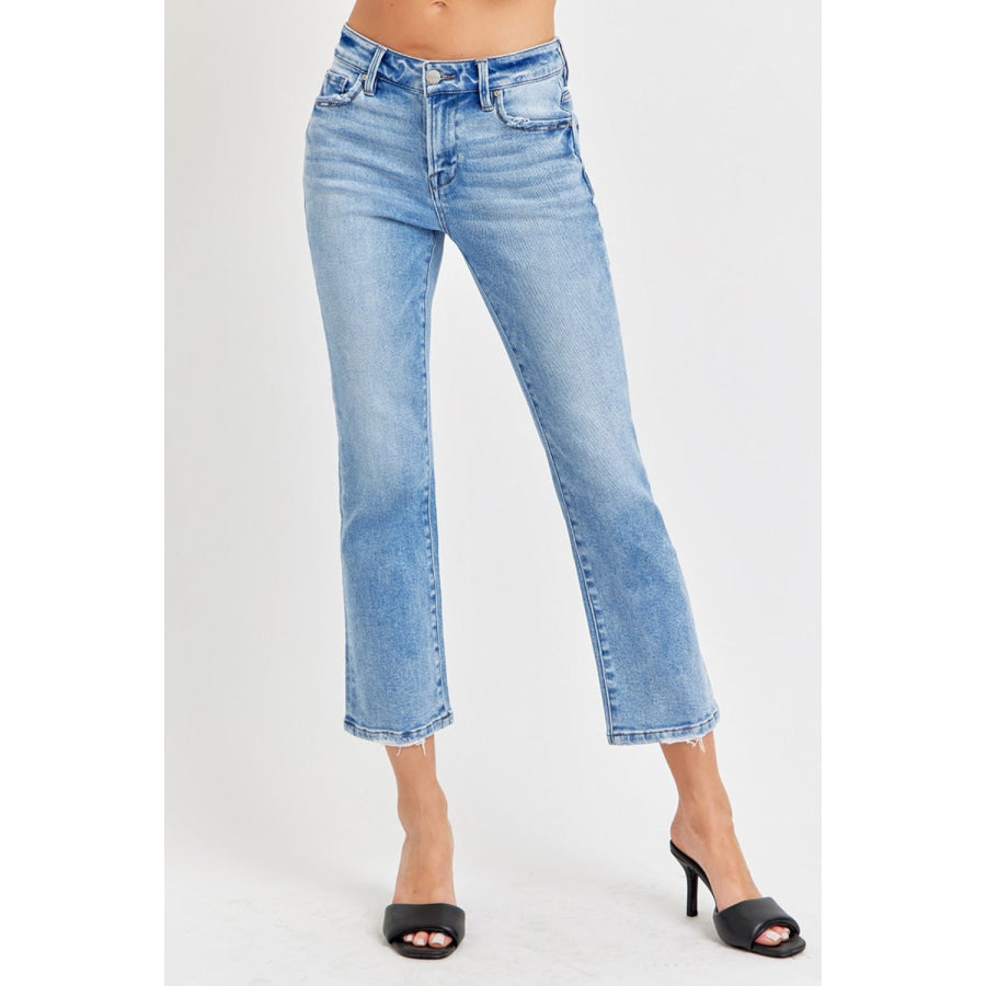 RISEN Full Size Low Rise Crop Slim Straight Jeans Medium / 0(24) Apparel and Accessories