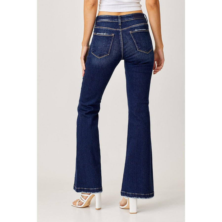 RISEN Full Size Low Rise Flare Jeans Apparel and Accessories