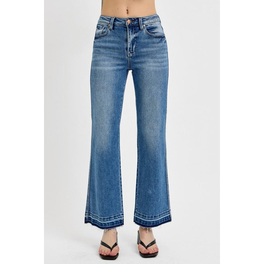 RISEN Full Size Raw Hem Ankle Bootcut Jeans Plus Size Medium / 0(24) Apparel and Accessories