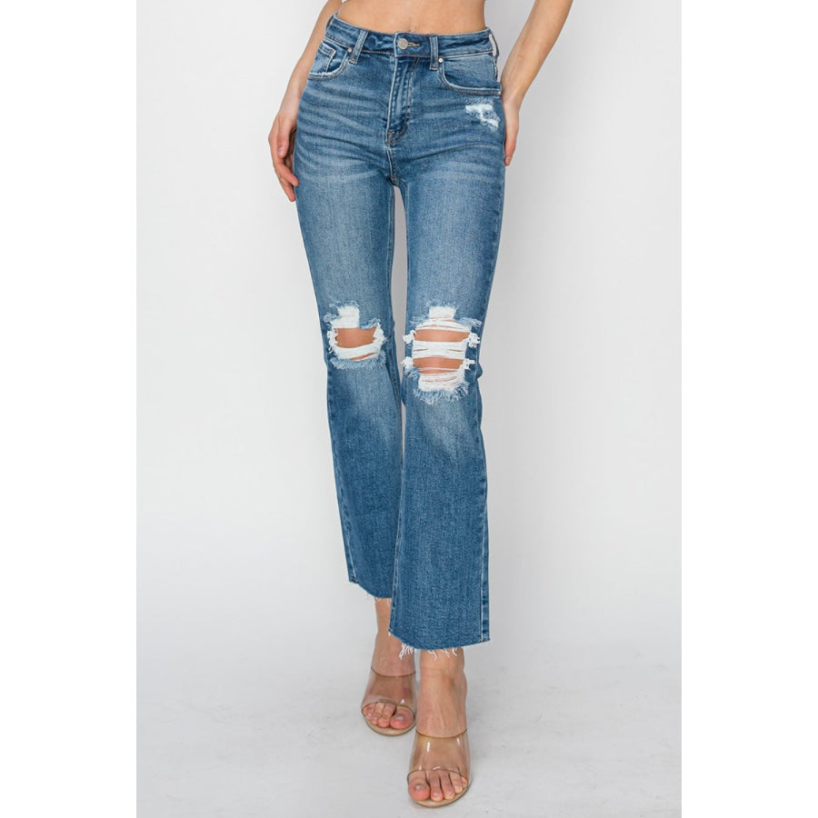 RISEN High Rise Distressed Ankle Jeans Apparel and Accessories