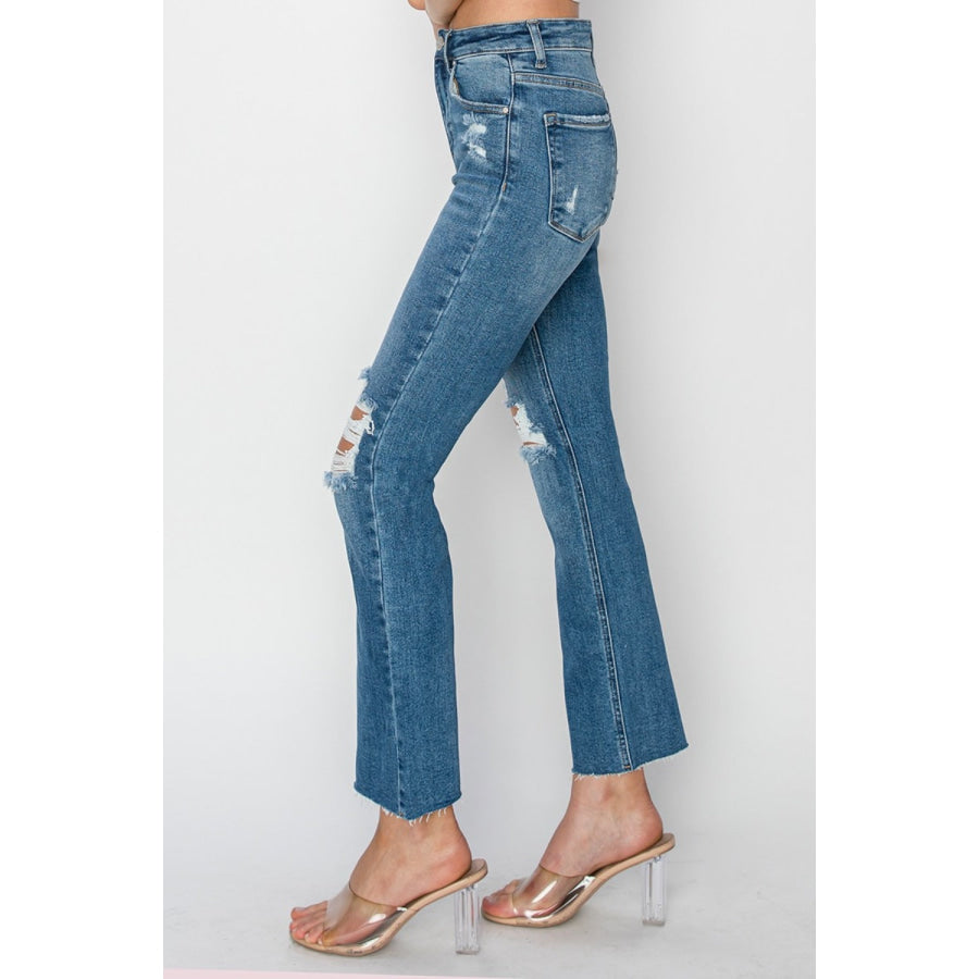 RISEN High Rise Distressed Ankle Jeans Apparel and Accessories