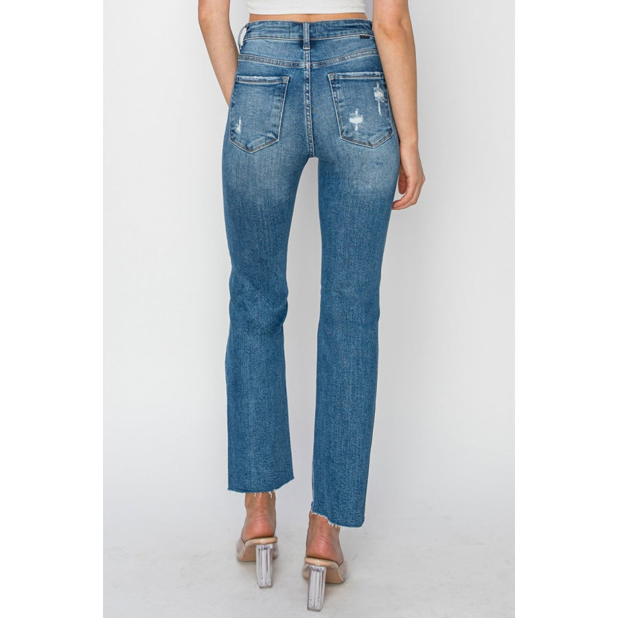 RISEN High Rise Distressed Ankle Jeans Apparel and Accessories