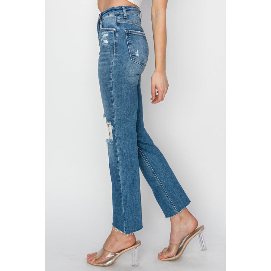 RISEN High Rise Distressed Ankle Jeans Apparel and Accessories