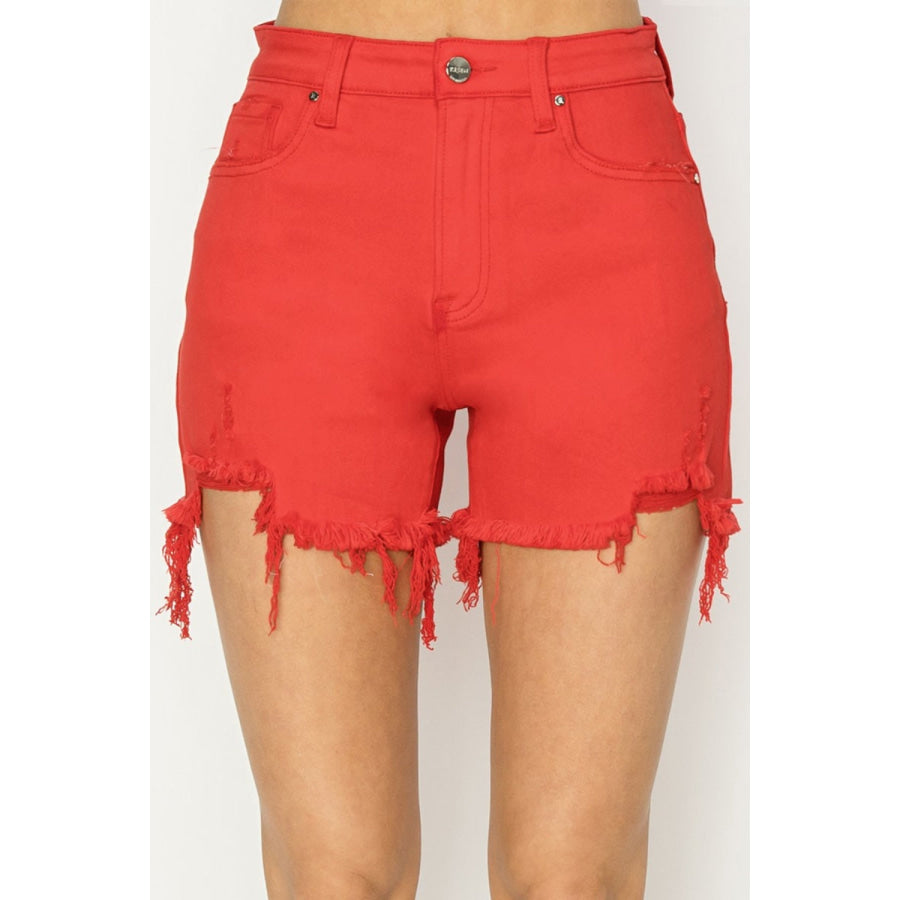 RISEN High Rise Distressed Denim Shorts Fiesta / S Apparel and Accessories