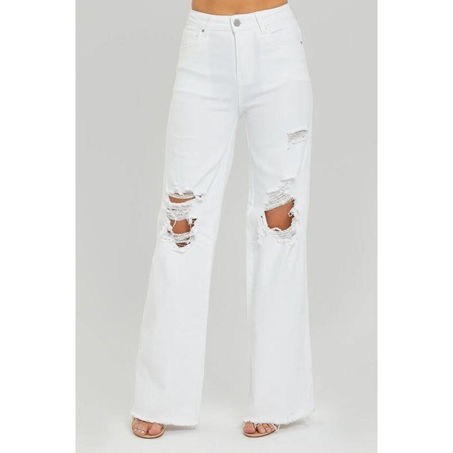 Risen High Rise Distressed Wide Leg Dad Jeans Jeans