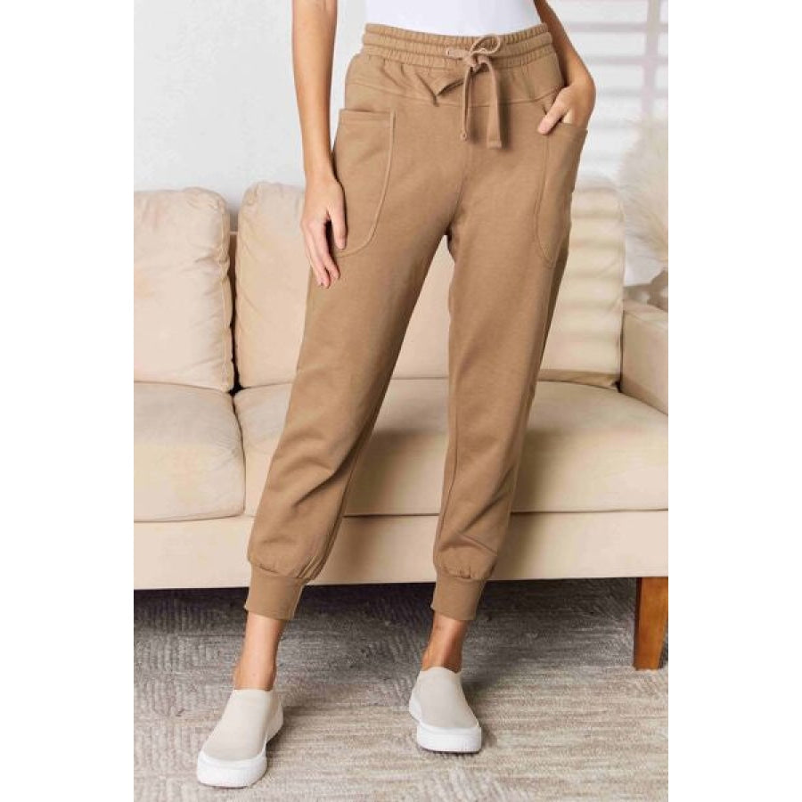 RISEN High Rise Relaxed Joggers Mocha / S Apparel and Accessories