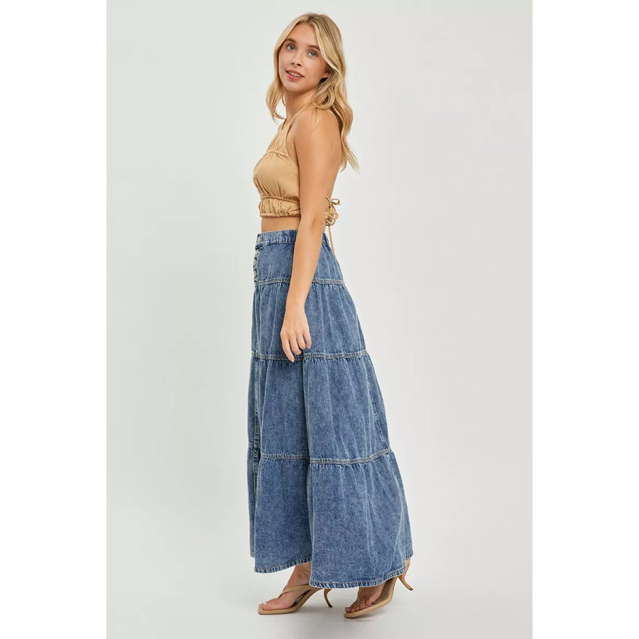 RISEN High Rise Ruffle Long Skirts Apparel and Accessories