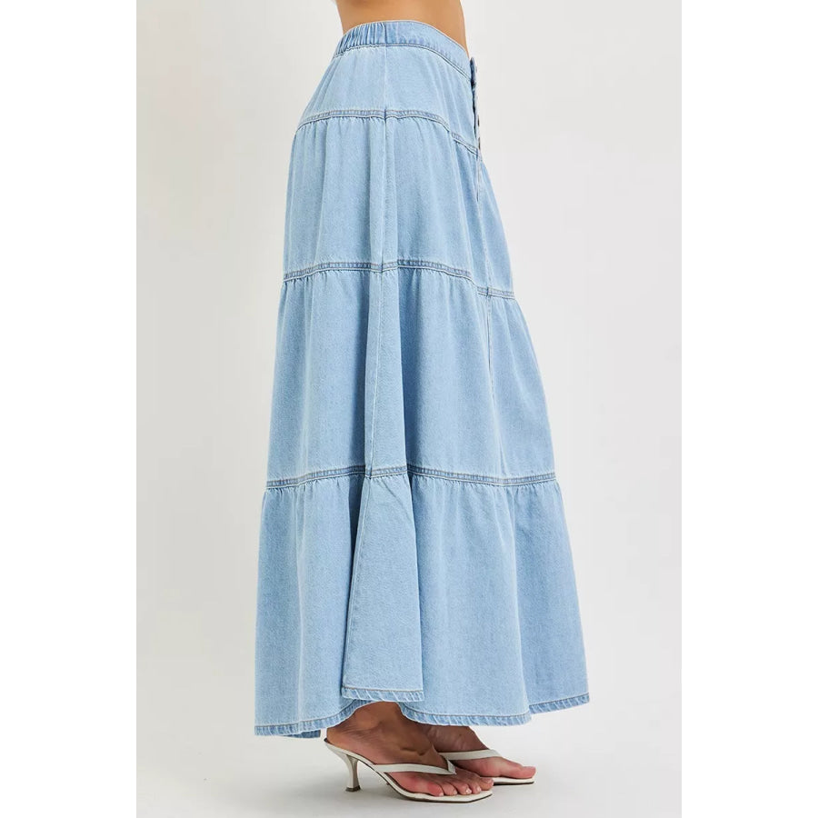 RISEN High Rise Ruffle Long Skirts Apparel and Accessories