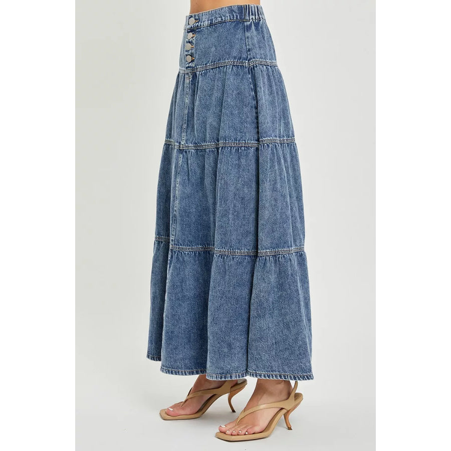 RISEN High Rise Ruffle Long Skirts Apparel and Accessories