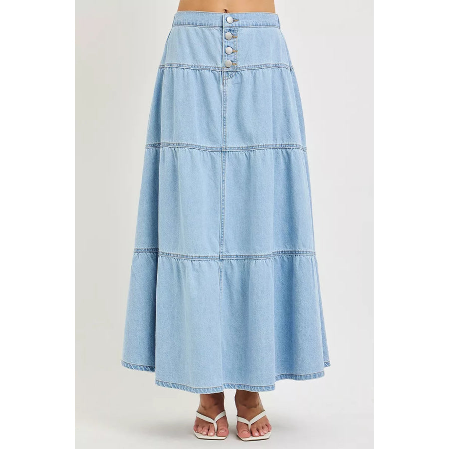 RISEN High Rise Ruffle Long Skirts Apparel and Accessories