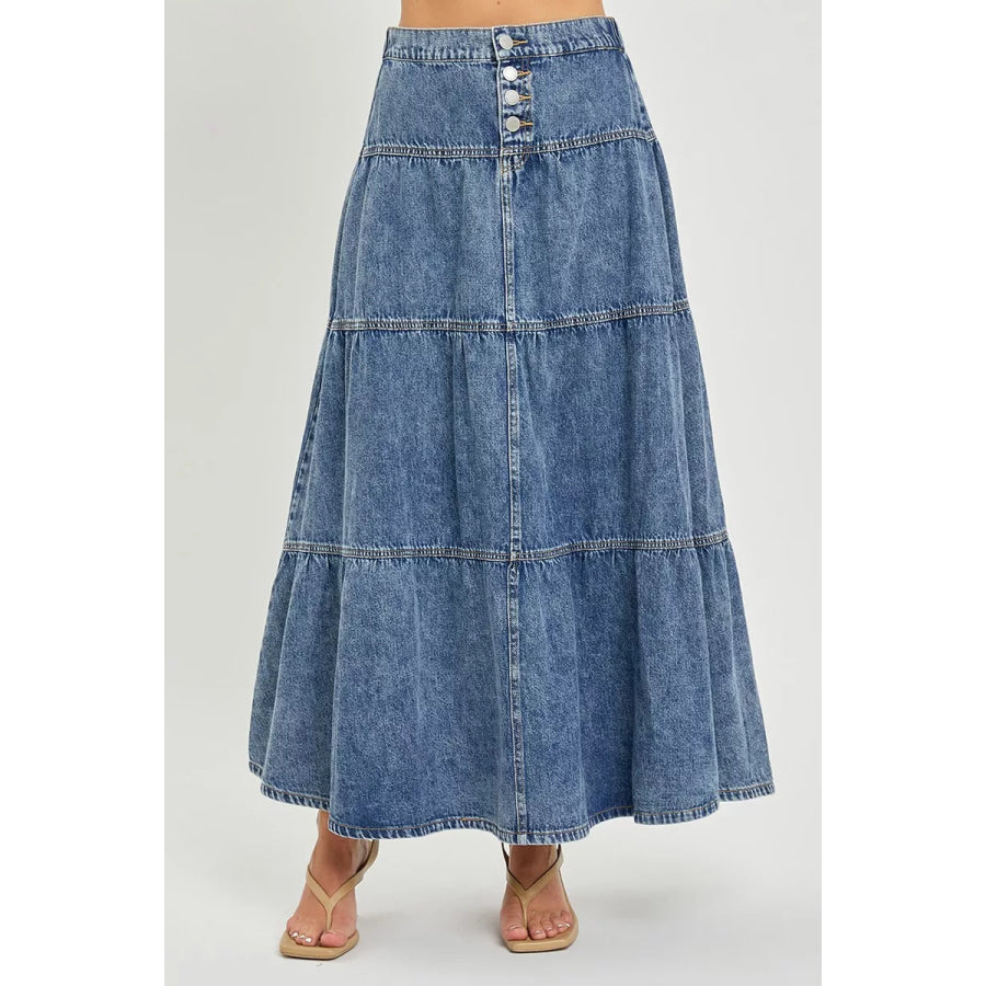 RISEN High Rise Ruffle Long Skirts MEDIUM / S Apparel and Accessories
