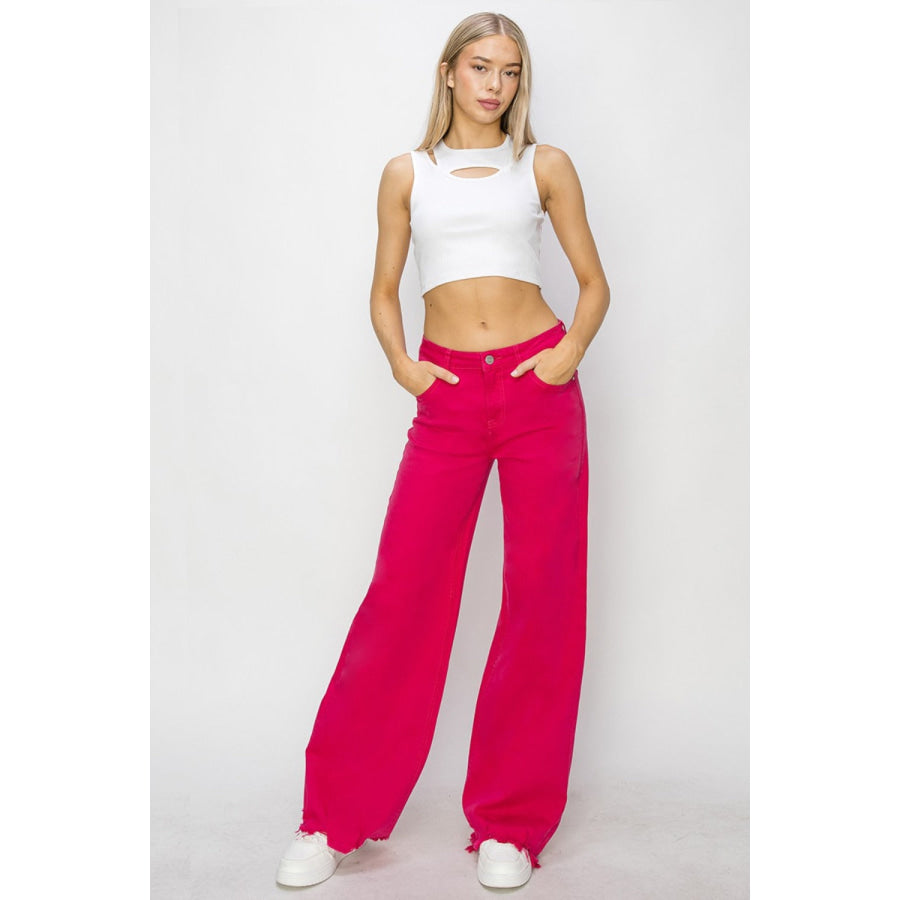 RISEN High Rise Wide Leg Jeans Apparel and Accessories