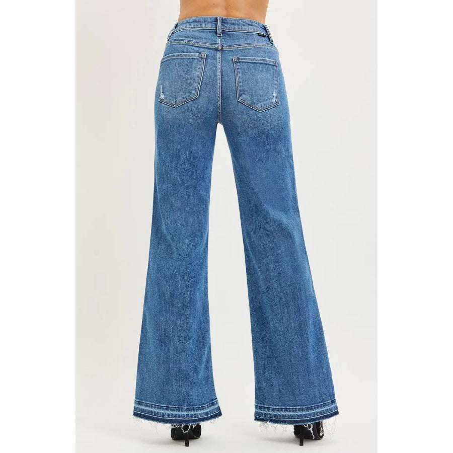 RISEN High Rise Wide Leg Jeans With Released Hem Apparel and Accessories