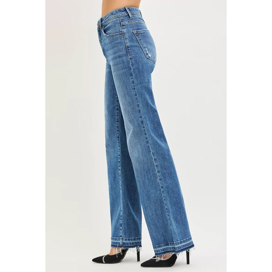 RISEN High Rise Wide Leg Jeans With Released Hem Apparel and Accessories